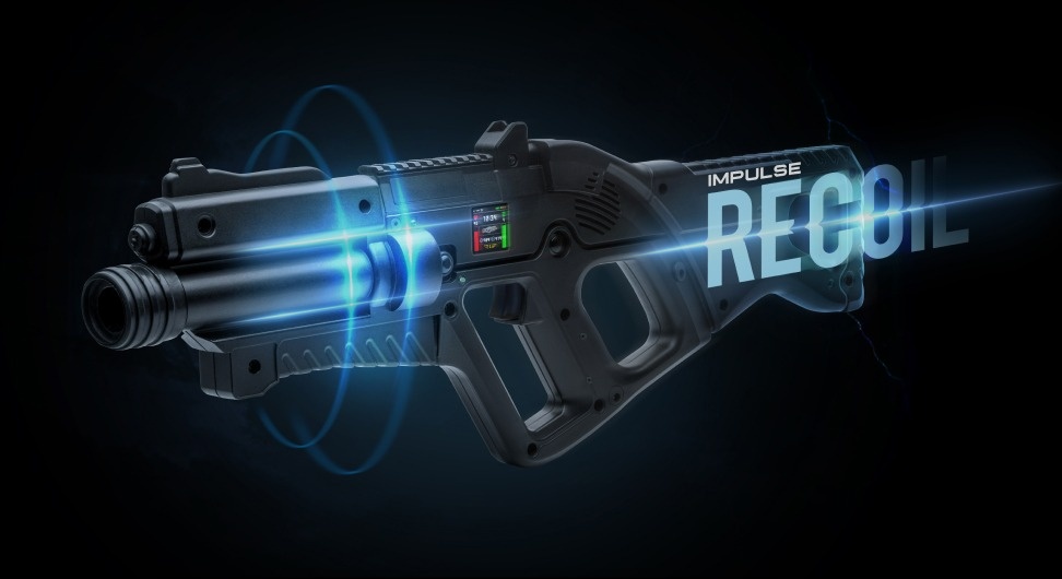 Advanced sci-fi laser tag equipment with digital displays